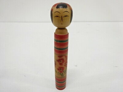 11122# Japanese Folk Craft / Wooden Kokeshi Doll / 17cm / Signed Artisan Work