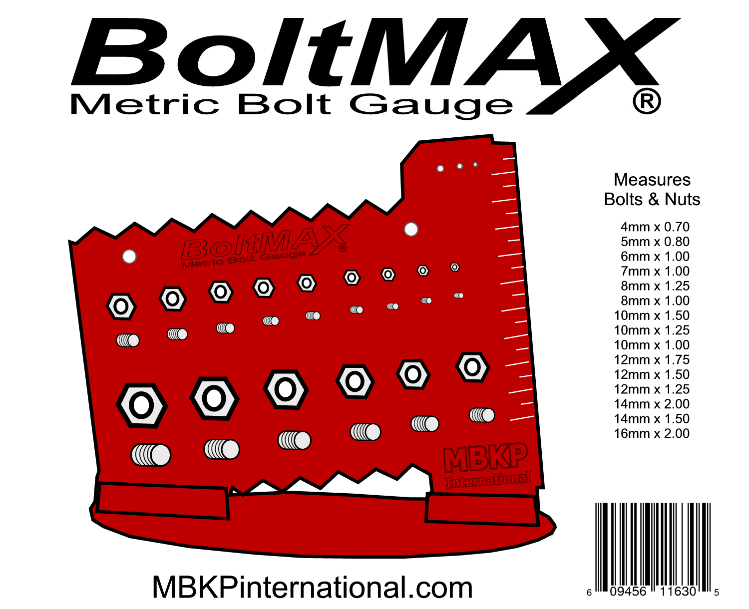 Boltmax - Metric Bolt And Nut Thread Gauge Size Check Screw Fastener