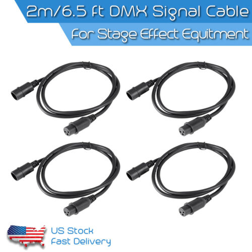 4 Pcs Stage Par Light Cable Wire 6.5ft/2m 3 Pin Signal Connection Dmx Cable