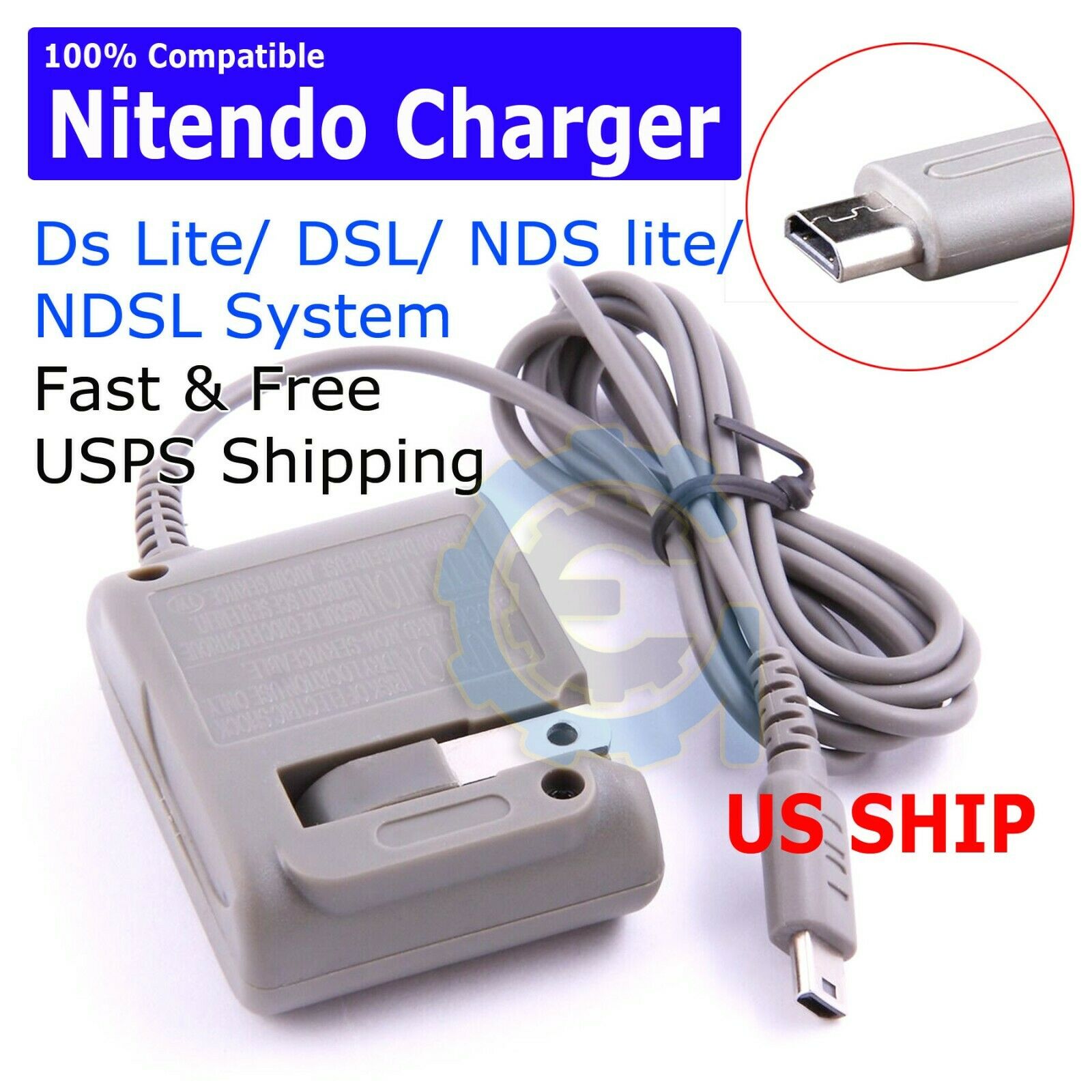 Ac Adapter Home Wall Charger Cable For Nintendo Ds Lite/ Dsl/ Nds Lite/ Ndsl Usa
