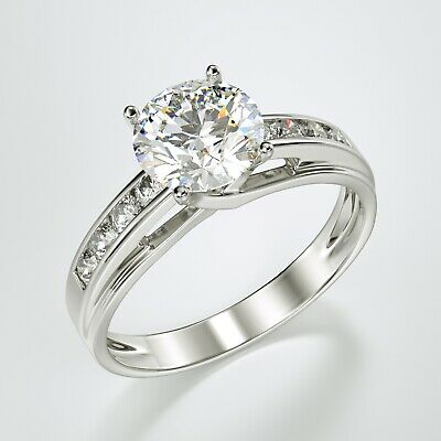 Solid 14k White Gold Solitaire Engagement Ring 1.00 Ct.
