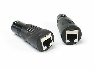 Vrl Rj45 Cat5 Ethernet To 3 Pin Xlr Dmx Female & Male Extension Adapter Set Pk