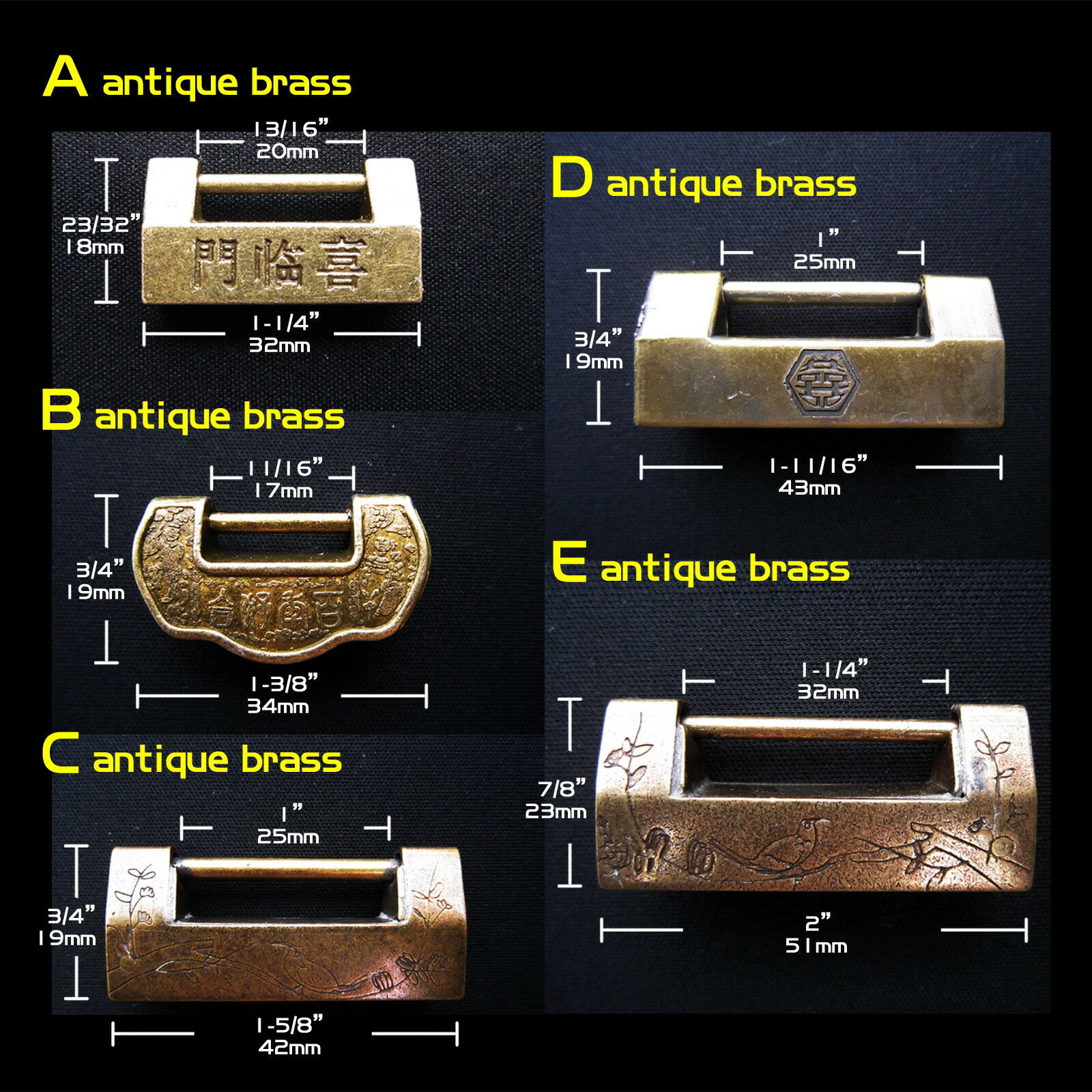 Vintage Chinese Old Style Decorative Jewelry Chest Box Suitcase Lock Padlock Key