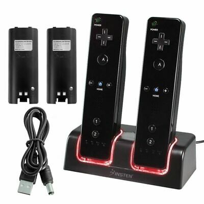 New Charger Dock + 2 X 2800 Mah Battery For Nintendo Wii / Wii U Remote