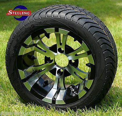Golf Cart 12" Vampire Wheels And 215/40-12 Dot Low Profile Tires (set Of 4)
