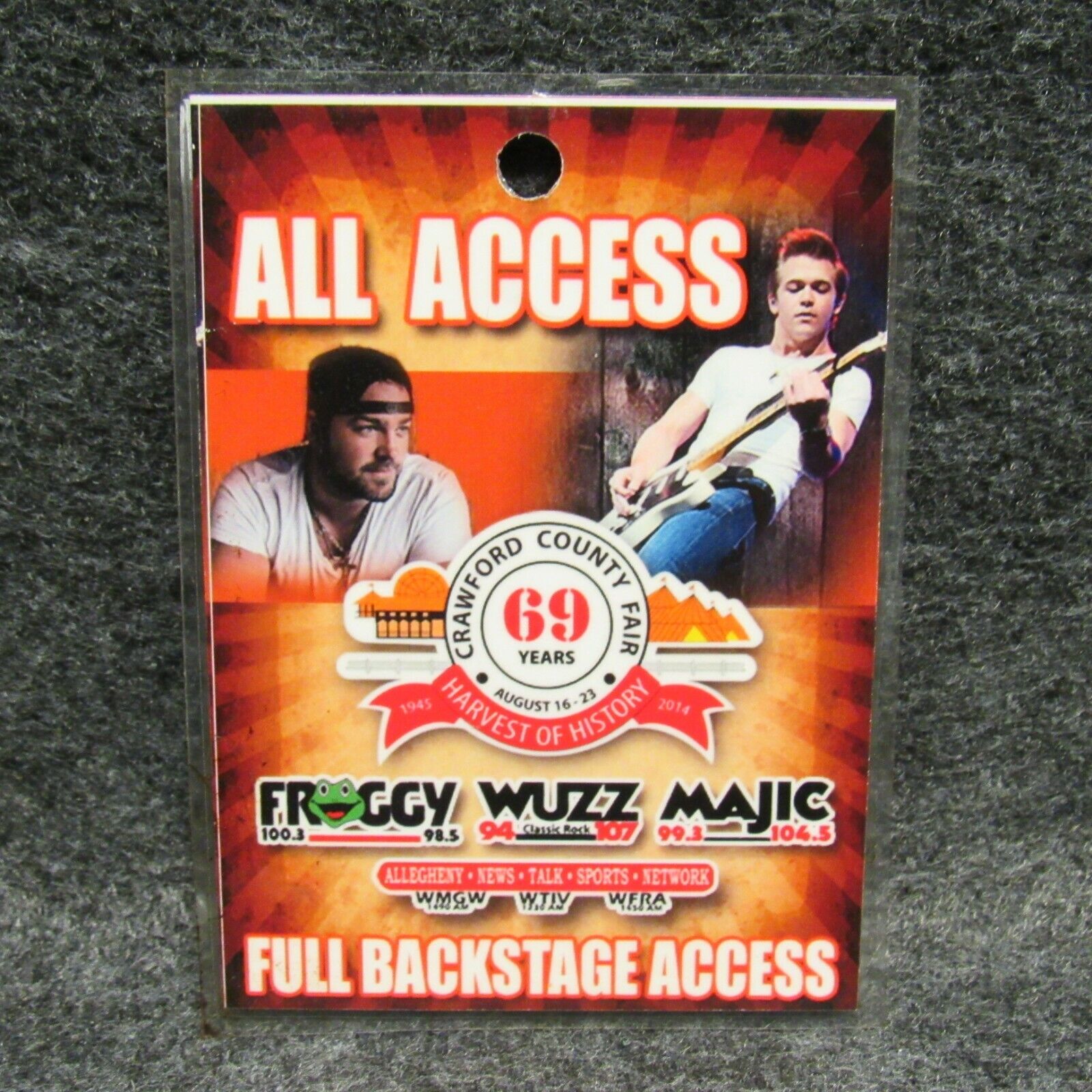 69th Crawford County Fair Full Access Backstage Pass Lee Brice Higbee Froggy Wuz