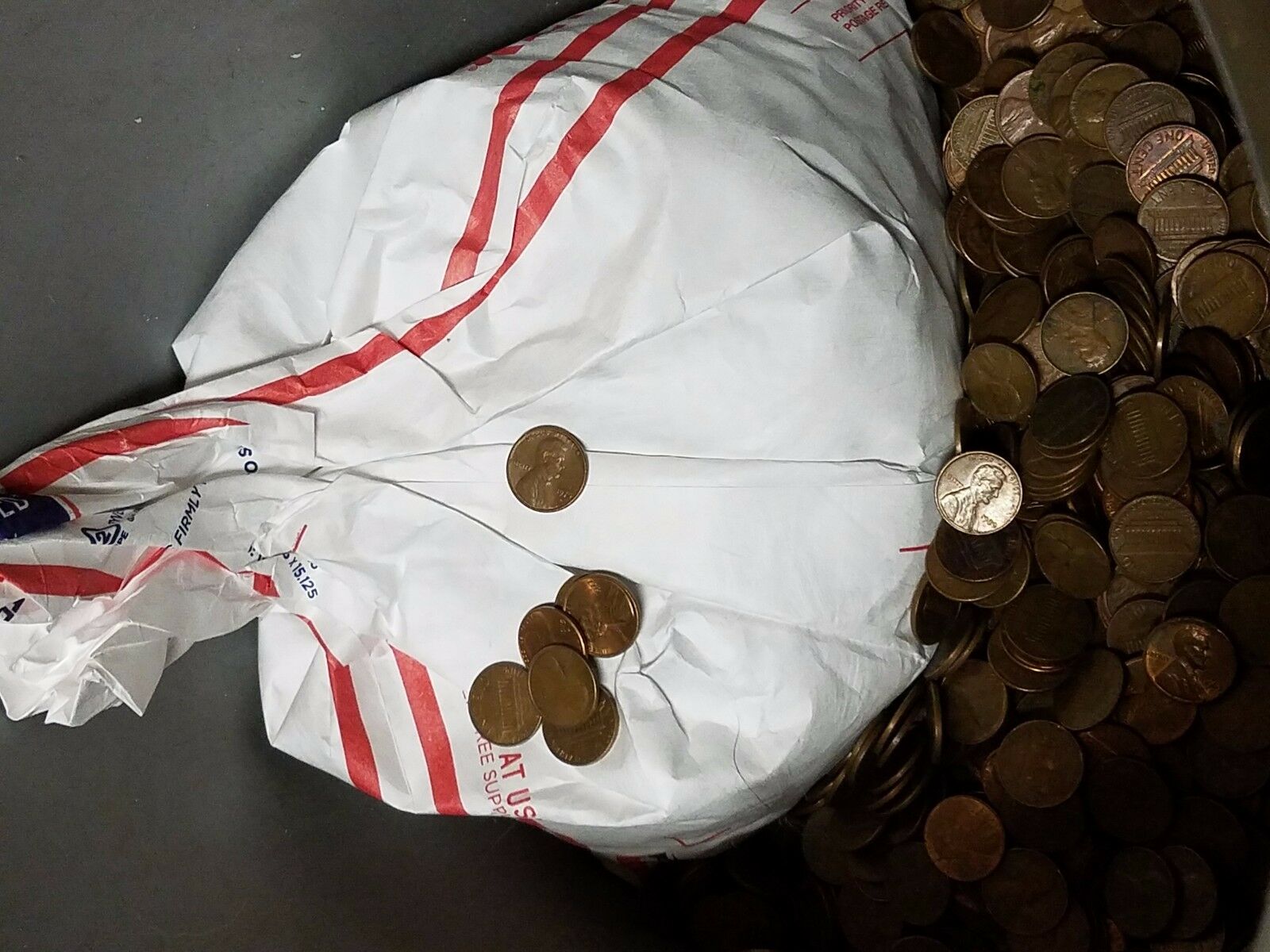 Bag Of 3,000 Circulated 95% Copper Pennies. 20lbs Bulk Bullion. Find Wheats & ..