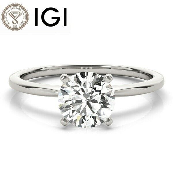 Igi Certified Diamond Engagement Ring Vvs2 2 Ct Round H Ideal 14k White Gold New