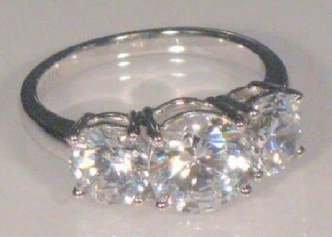 3 Ct Round Trilogy Diamond Engagement Anniversary Promise Ring White Gold Ov