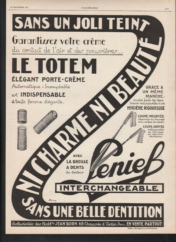 1927 Lenief Interchangeable Tooth Brush Dental Hygiene Health French 21454
