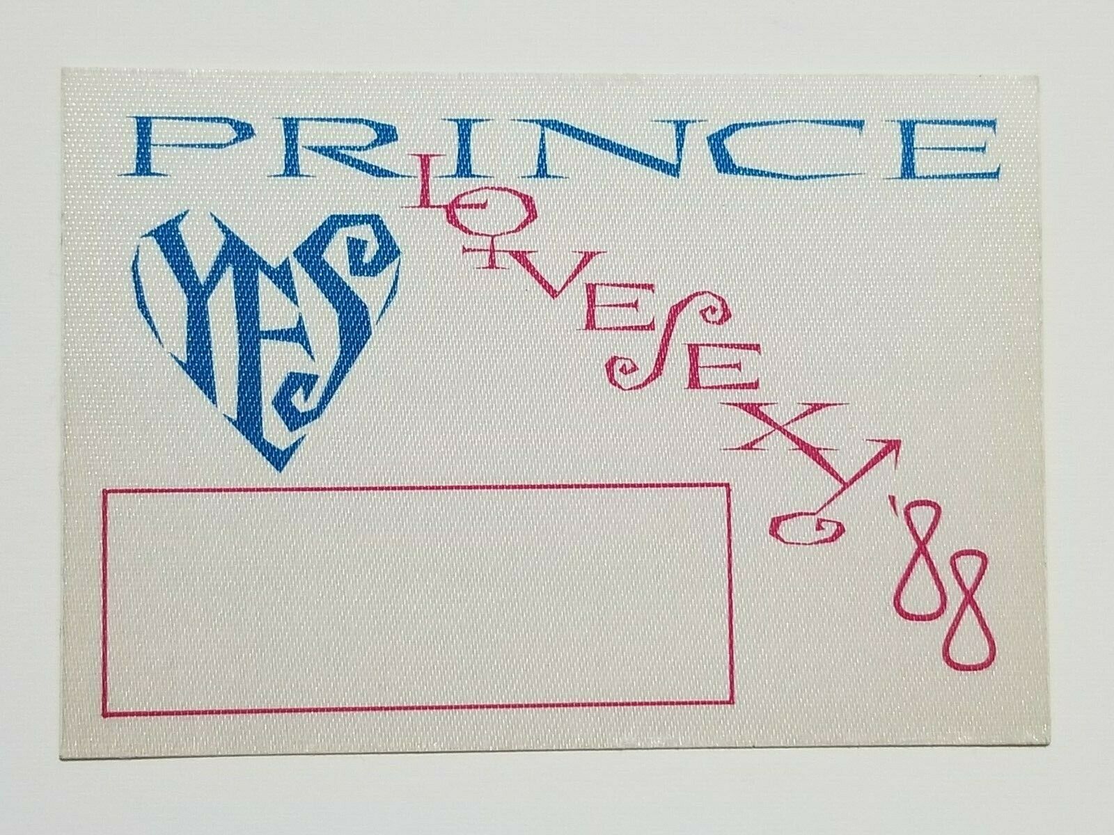 Unused Satin Prince Love Sexy '88 Tour Backstage Pass Sticker On Card