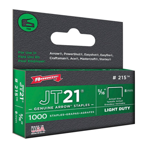 Arrow Jt21 Staples 5/16" 8mm, 1000 Pack, Fits Stanley Tr45