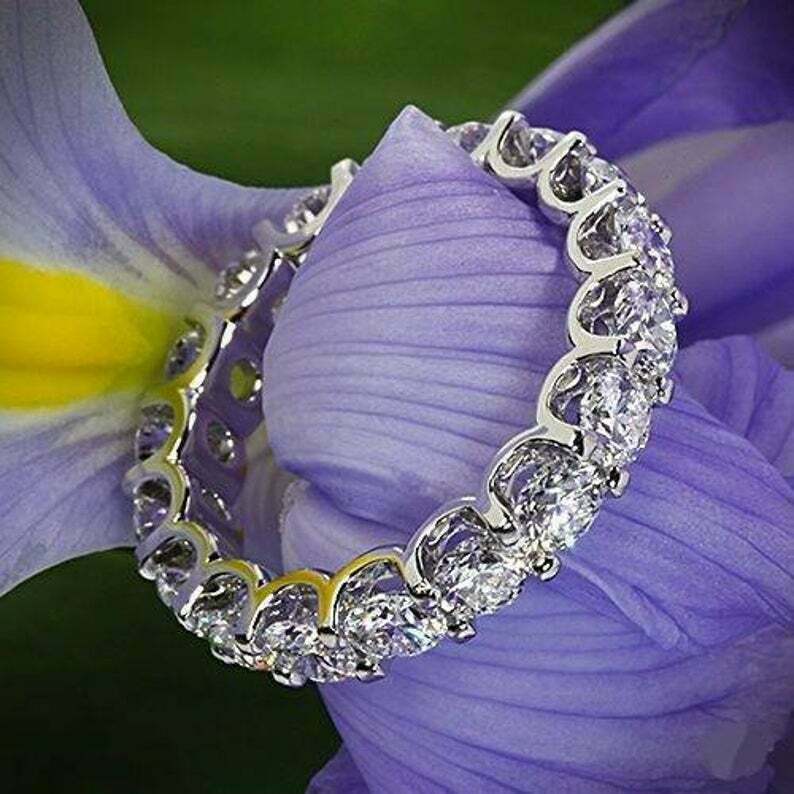 7 Ct Diamond Full Eternity Band Engagement Wedding Ring For Gift 14k White Gold
