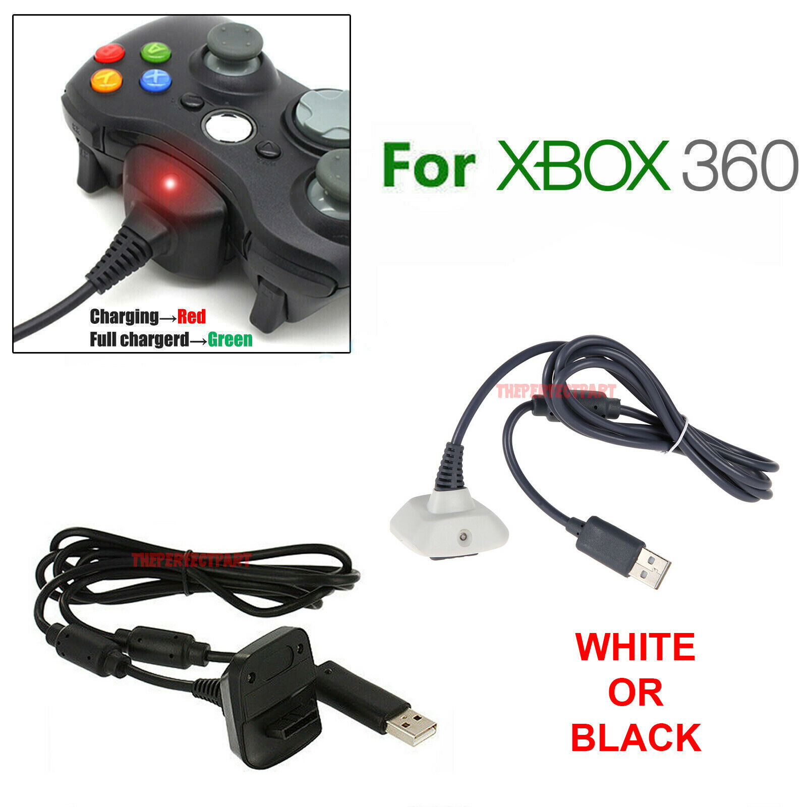 For Xbox 360 Wireless Game Controller Usb Charging Cable Replacement Usb Charger